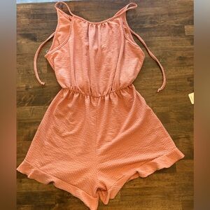 Caution To The Wind Coral Romper